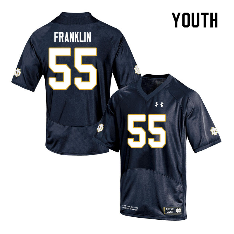 Youth #55 Jamion Franklin Notre Dame Fighting Irish College Football Jerseys Sale-Navy